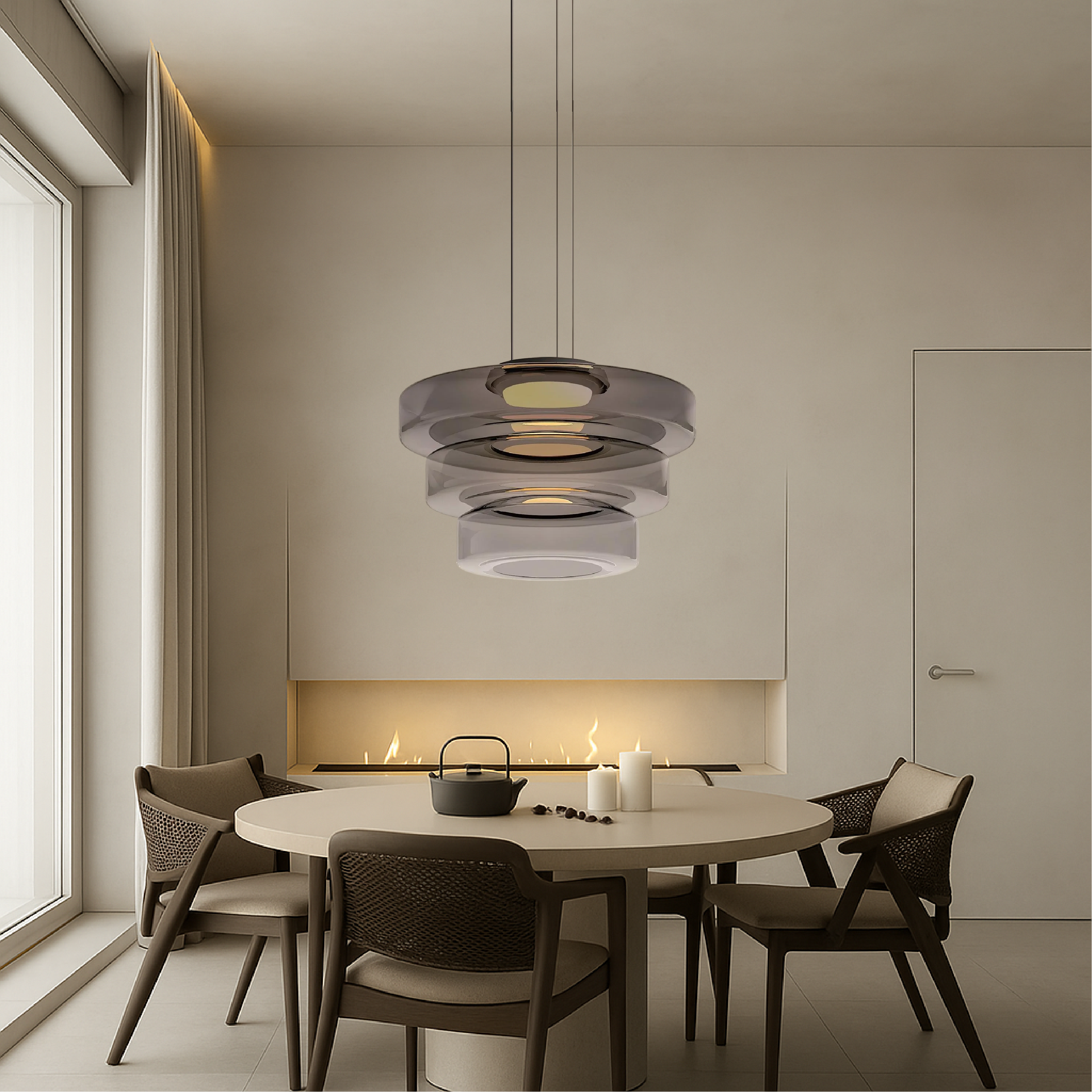 Danish Glass Bauhaus Pendant Light
