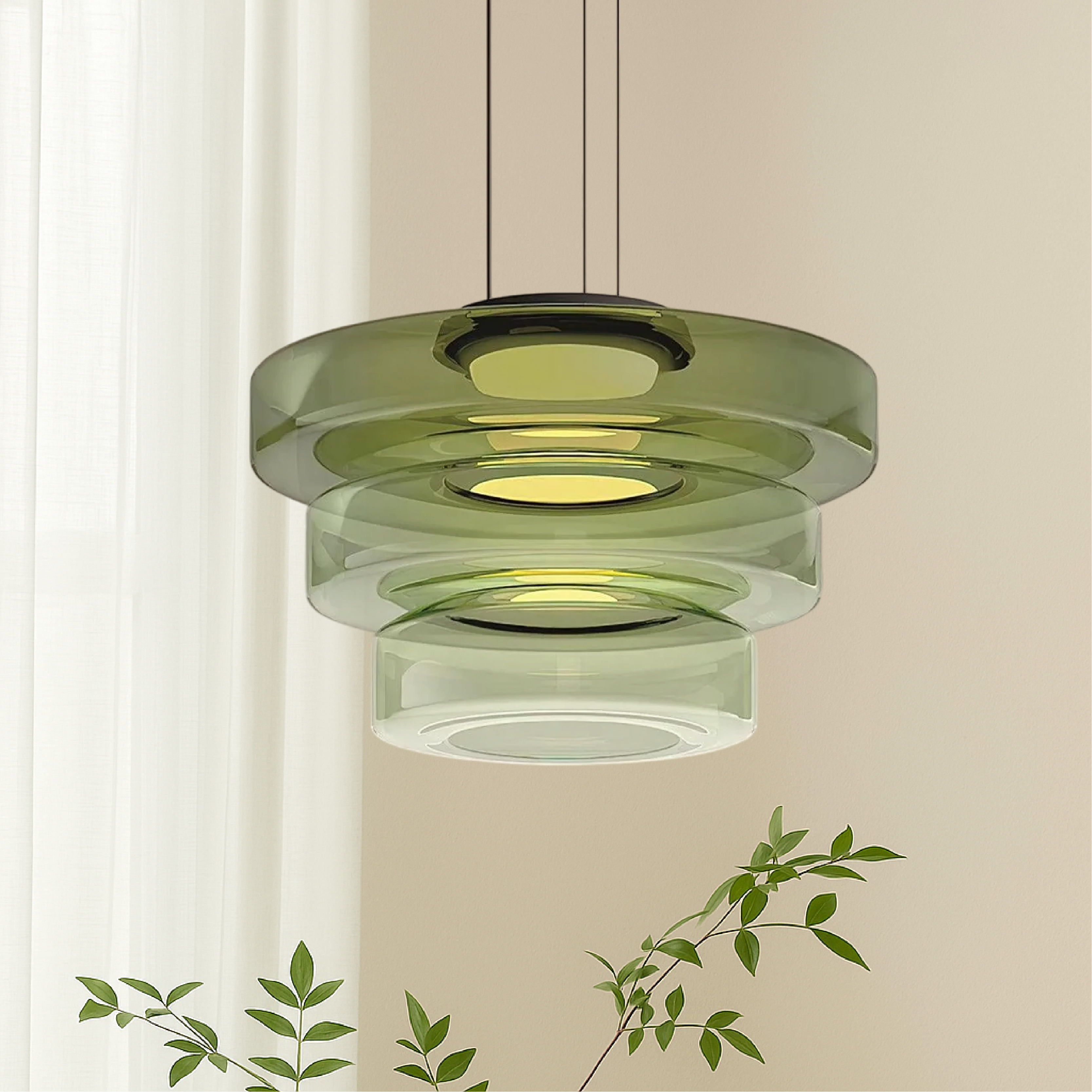 Danish Glass Bauhaus Pendant Light