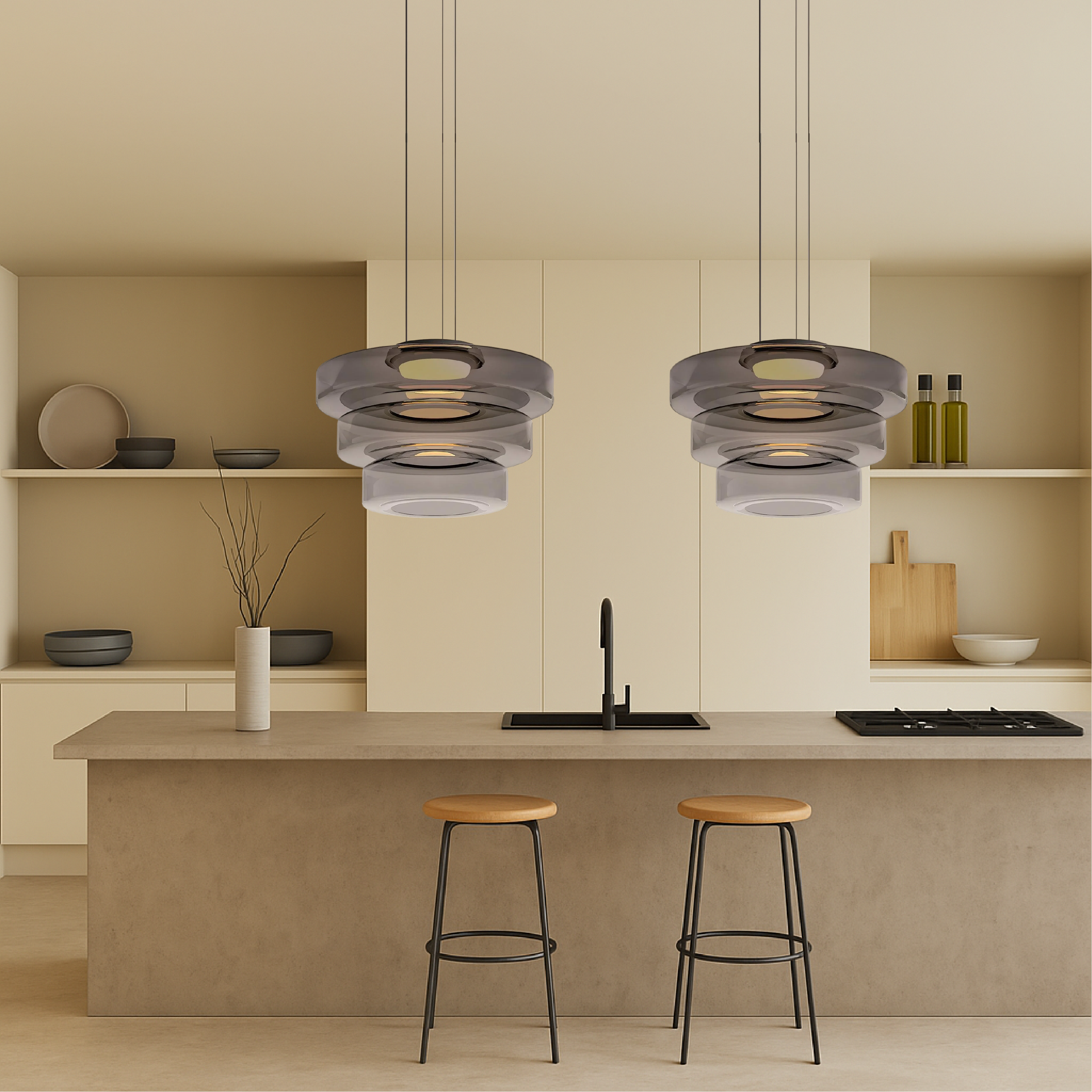 Danish Glass Bauhaus Pendant Light