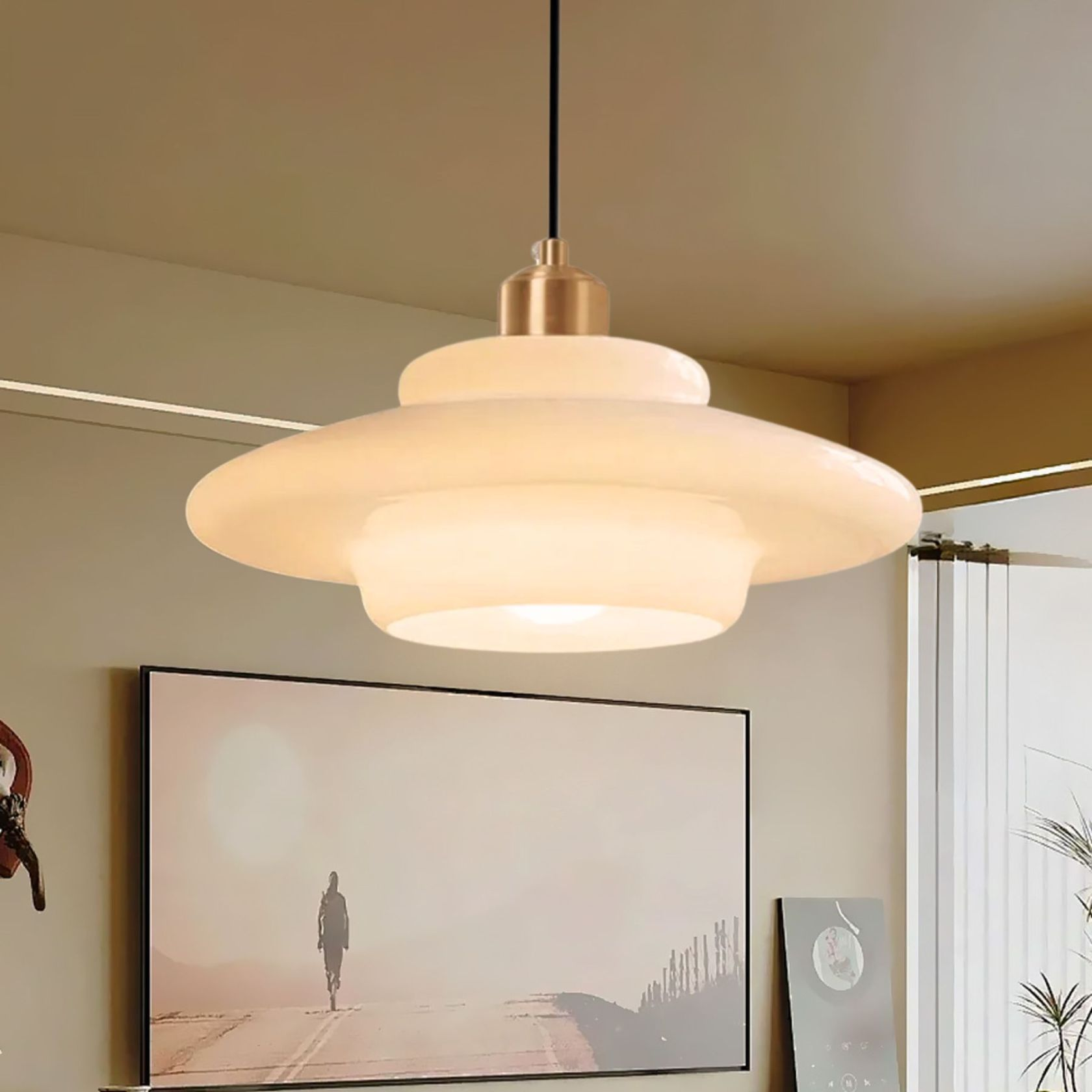 Mid Century White Pendant Light
