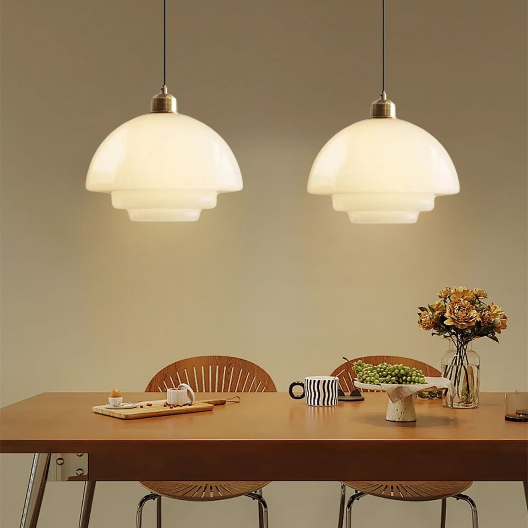 Mid Century White Pendant Light
