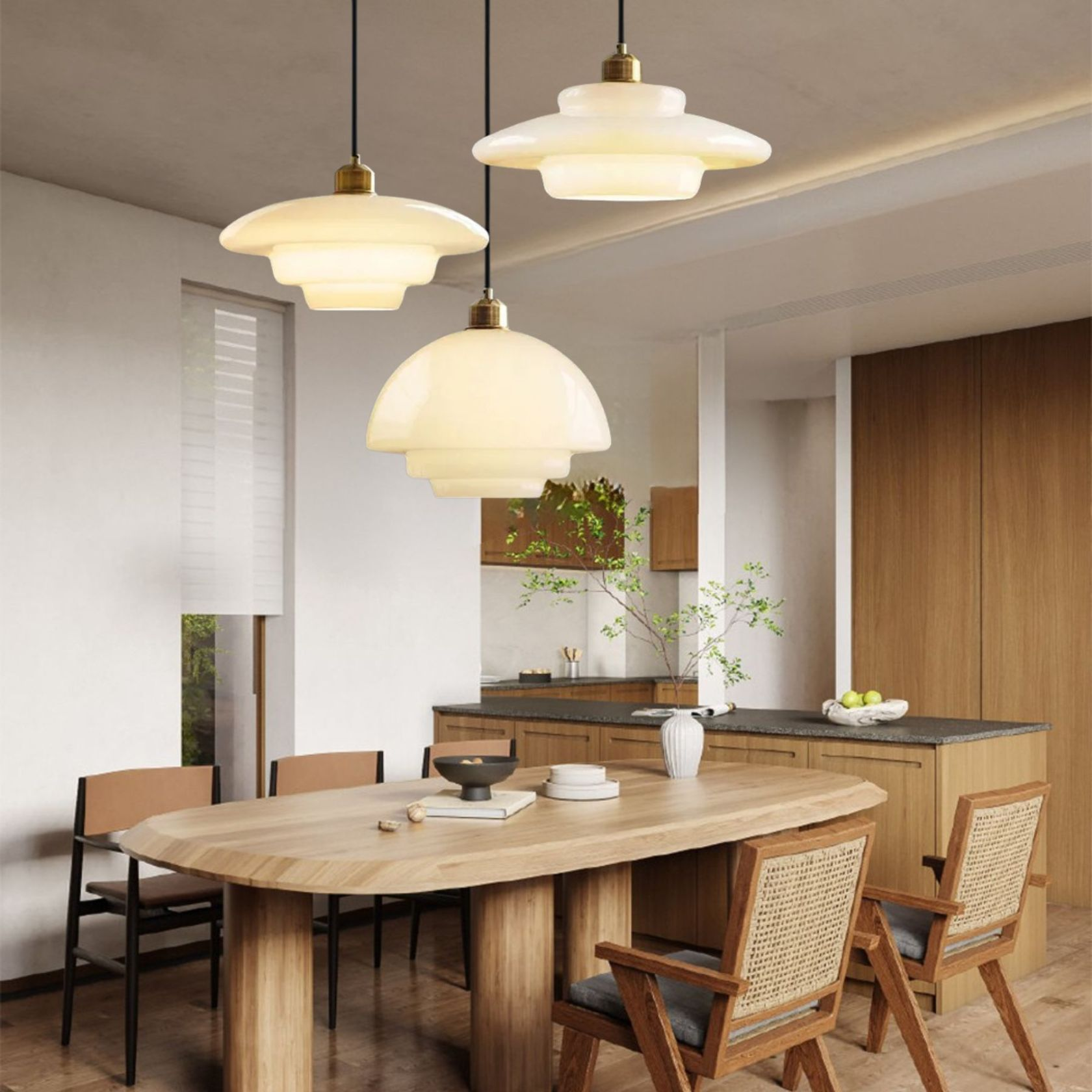 Mid Century White Pendant Light