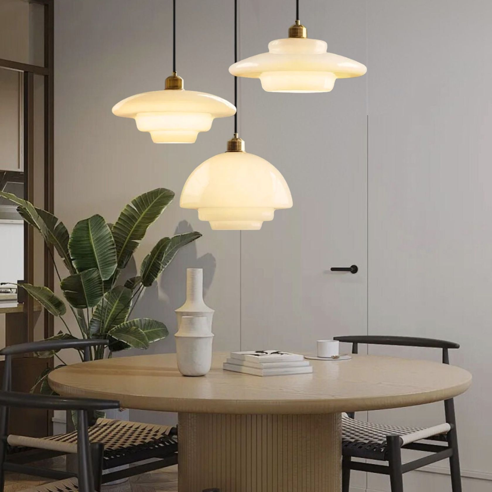 Mid Century White Pendant Light