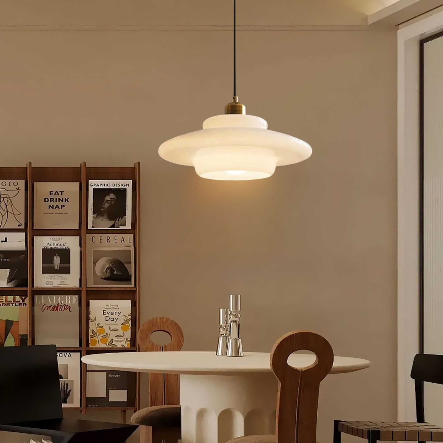 Mid Century White Pendant Light